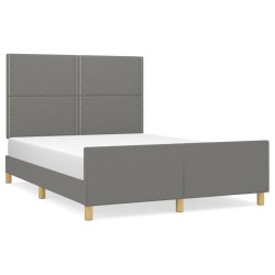 vidaXL Estructura de cama con cabecero de tela gris oscuro 140x200 cm