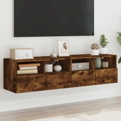 vidaXL Muebles de pared para TV 2 uds madera roble ahumado 60x30x30 cm