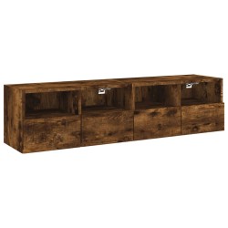 vidaXL Muebles de pared para TV 2 uds madera roble ahumado 60x30x30 cm