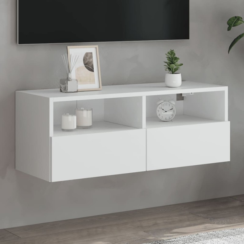 vidaXL Mueble de pared para TV madera de ingeniería blanco 80x30x30 cm vidaXL Mueble de pared para TV madera de ingeniería blanco 80x30x30 cm
