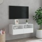 vidaXL Mueble de pared para TV madera de ingeniería blanco 80x30x30 cm vidaXL Mueble de pared para TV madera de ingeniería blanco 80x30x30 cm