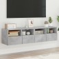 vidaXL Muebles de pared para TV 2 uds madera gris hormigón 60x30x30 cm