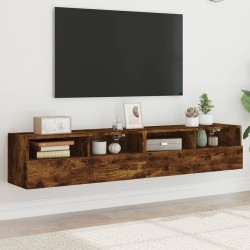 vidaXL Muebles de pared para TV 2 uds madera roble ahumado 80x30x30 cm