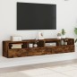 vidaXL Muebles de pared para TV 2 uds madera roble ahumado 80x30x30 cm