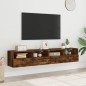 vidaXL Muebles de pared para TV 2 uds madera roble ahumado 80x30x30 cm