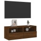 vidaXL Mueble de pared TV madera ingeniería marrón roble 80x30x30 cm