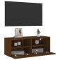 vidaXL Mueble de pared TV madera ingeniería marrón roble 80x30x30 cm