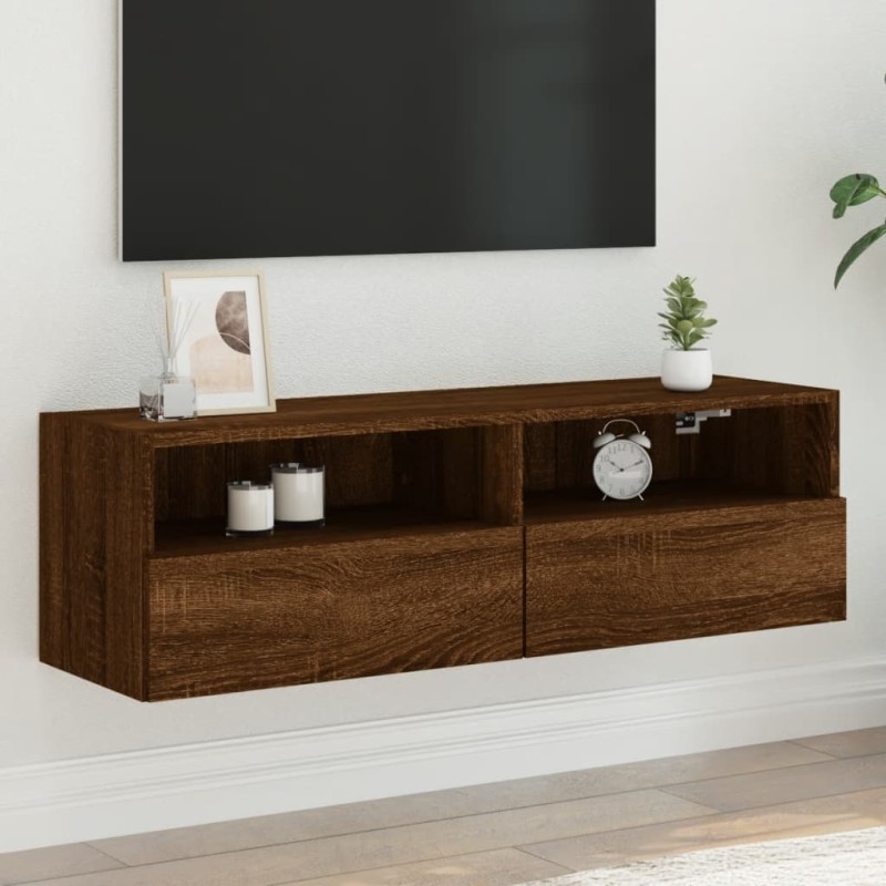 vidaXL Mueble de pared TV madera ingeniería marrón roble 100x30x30 cm vidaXL Mueble de pared TV madera ingeniería marrón roble 100x30x30 cm