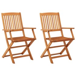 vidaXL Sillas de jardín plegables 2 pzas madera maciza de eucalipto