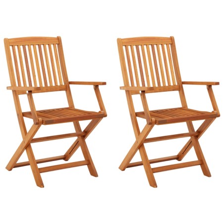 vidaXL Sillas de jardín plegables 2 pzas madera maciza de eucalipto