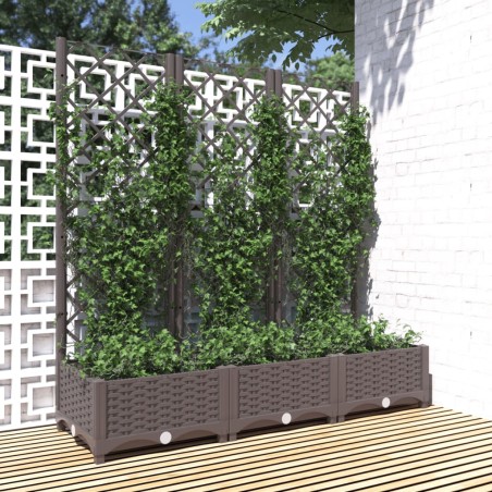 vidaXL Jardinera con enrejado PP marrón 120x40x121,5 cm