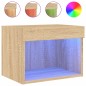 vidaXL Mesita de noche de pared con luces LED roble Sonoma vidaXL Mesita de noche de pared con luces LED roble Sonoma