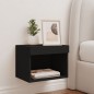 vidaXL Mesita de noche de pared con luces LED negro vidaXL Mesita de noche de pared con luces LED negro