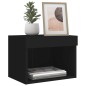 vidaXL Mesita de noche de pared con luces LED negro vidaXL Mesita de noche de pared con luces LED negro