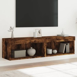 vidaXL Muebles para TV con luces LED 2 uds roble ahumado 60x30x30 cm