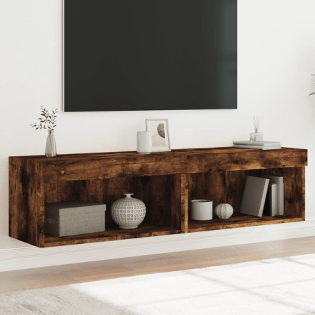 vidaXL Muebles para TV con luces LED 2 uds roble ahumado 60x30x30 cm