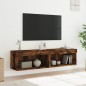 vidaXL Muebles para TV con luces LED 2 uds roble ahumado 60x30x30 cm