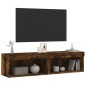 vidaXL Muebles para TV con luces LED 2 uds roble ahumado 60x30x30 cm