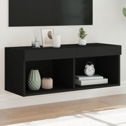 vidaXL Mueble para TV con luces LED negro 80x30x30 cm