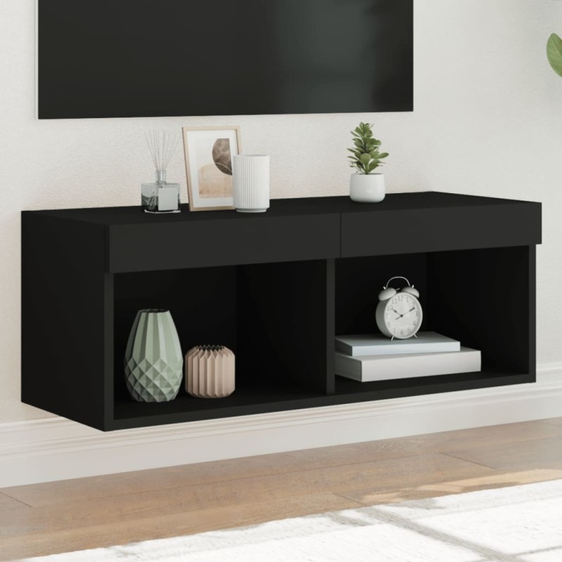 vidaXL Mueble para TV con luces LED negro 80x30x30 cm