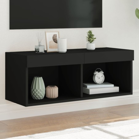 vidaXL Mueble para TV con luces LED negro 80x30x30 cm