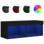 vidaXL Mueble para TV con luces LED negro 80x30x30 cm