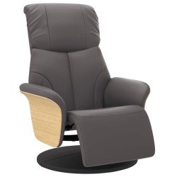 vidaXL Sillón reclinable con reposapiés cuero sintético gris