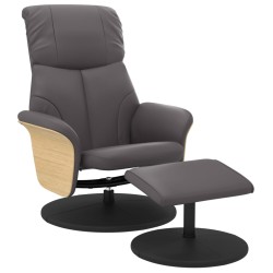 vidaXL Sillón reclinable con reposapiés cuero sintético gris