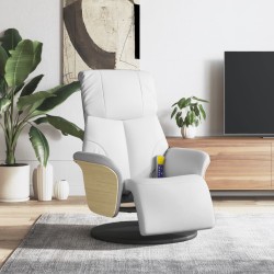 vidaXL Sillón reclinable masaje con reposapiés cuero sintético blanco