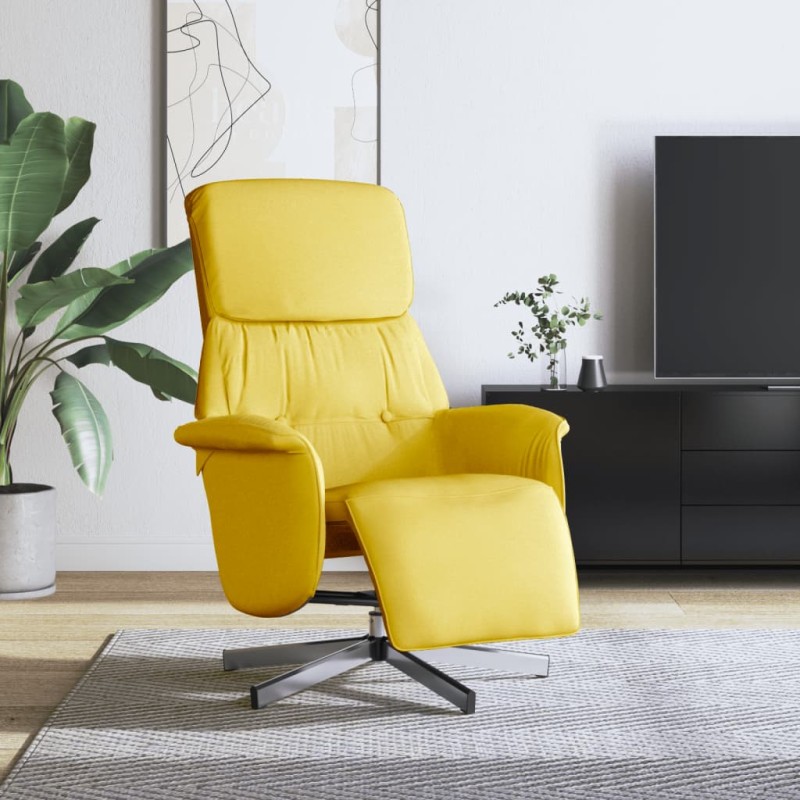 vidaXL Sillón reclinable con reposapiés tela amarillo claro vidaXL Sillón reclinable con reposapiés tela amarillo claro