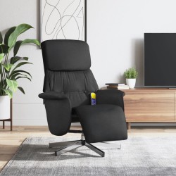 vidaXL Sillón reclinable de masaje con reposapiés tela negra