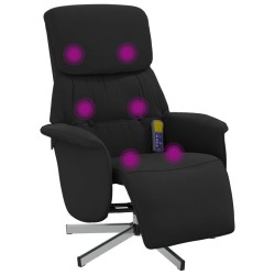vidaXL Sillón reclinable de masaje con reposapiés tela negra