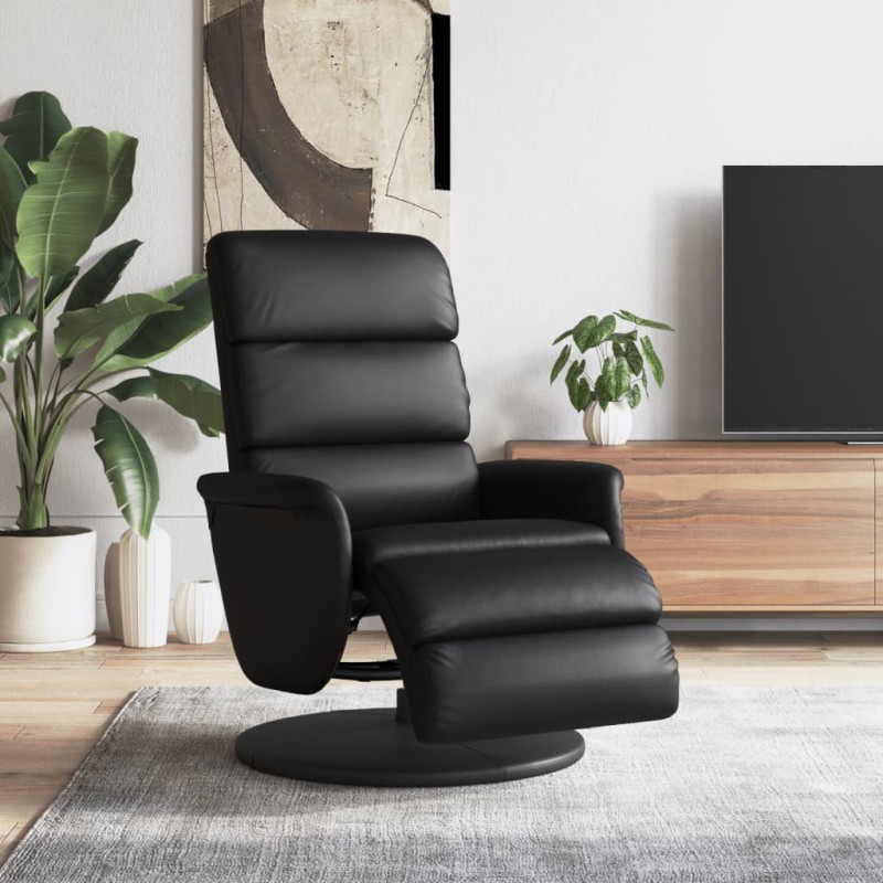 vidaXL Sillón reclinable con reposapiés cuero sintético negro vidaXL Sillón reclinable con reposapiés cuero sintético negro