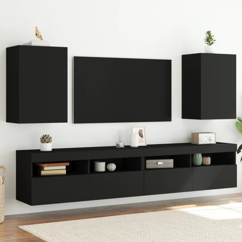 vidaXL Muebles TV de pared 2 uds madera ingeniería negro 40,5x30x60 cm vidaXL Muebles TV de pared 2 uds madera ingeniería negro 40,5x30x60 cm