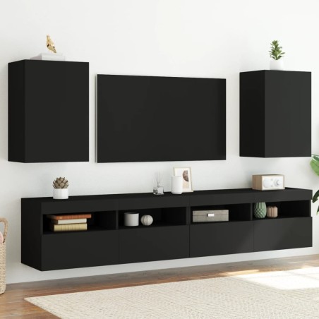 vidaXL Muebles TV de pared 2 uds madera ingeniería negro 40,5x30x60 cm