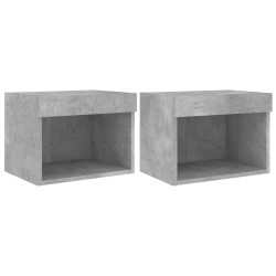 vidaXL Mesitas de noche de pared con luces LED 2 uds gris hormigón