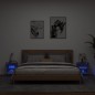 vidaXL Mesitas de noche de pared con luces LED 2 uds roble ahumado