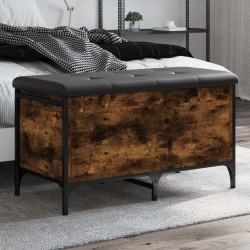 vidaXL Banco con almacenaje madera ingeniería roble ahumado 82x42x45cm