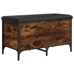 vidaXL Banco con almacenaje madera ingeniería roble ahumado 82x42x45cm