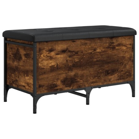 vidaXL Banco con almacenaje madera ingeniería roble ahumado 82x42x45cm