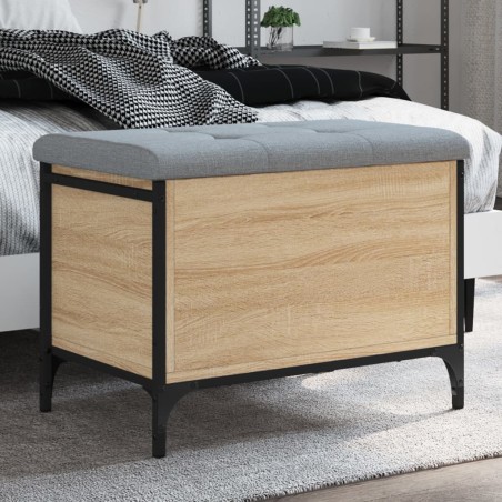 vidaXL Banco con almacenaje madera ingeniería roble Sonoma 62x42x45 cm