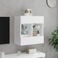 vidaXL Mueble de TV de pared con luces LED blanco 58,5x30x60,5 cm