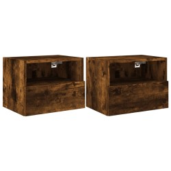 vidaXL Muebles de pared para TV 2 uds madera roble ahumado 40x30x30 cm