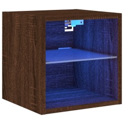 vidaXL Mueble de TV de pared con luces LED roble marrón 30x28,5x30 cm