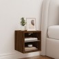 vidaXL Mueble de TV de pared con luces LED roble marrón 30x28,5x30 cm