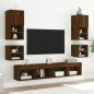 vidaXL Mueble de TV de pared con luces LED roble marrón 30x28,5x30 cm