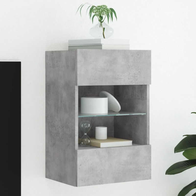 vidaXL Mueble de TV de pared con luces LED gris hormigón 40x30x60,5 cm vidaXL Mueble de TV de pared con luces LED gris hormigón 40x30x60,5 cm
