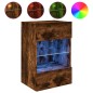 vidaXL Mueble de TV de pared con luces LED roble ahumado 40x30x60,5 cm