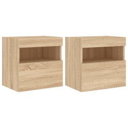 vidaXL Muebles de TV de pared luces LED 2 uds roble Sonoma 40x30x40 cm