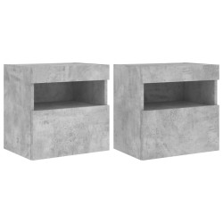 vidaXL Muebles TV de pared luces LED 2 uds gris hormigón 40x30x40 cm